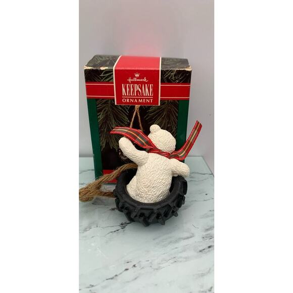 Vintage 1992 Hallmark Keepsake Tread Bear Ornament With Box - Picture 3 of 4